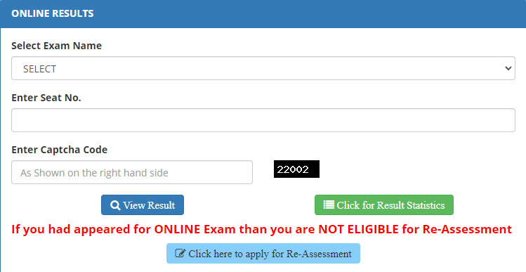 Gujarat University Online Result Section