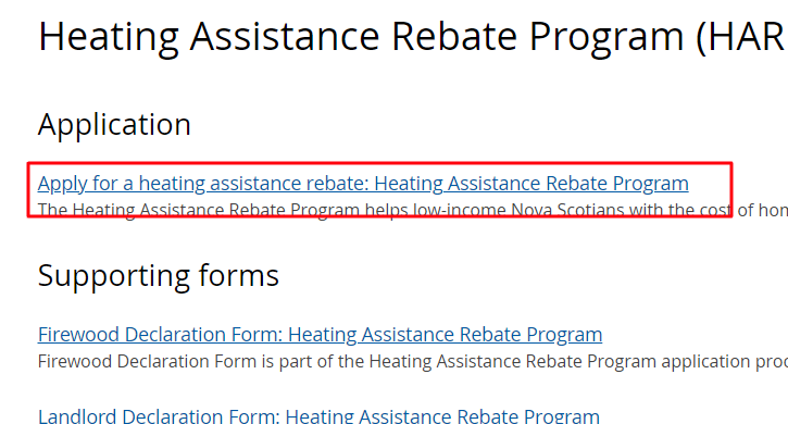 Heating Assistance Rebate Program Application Link