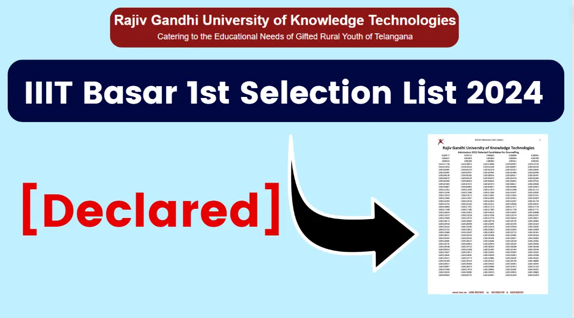 IIIT Basar 1st Selection List 2024 (Released) Download RGUKT Basara